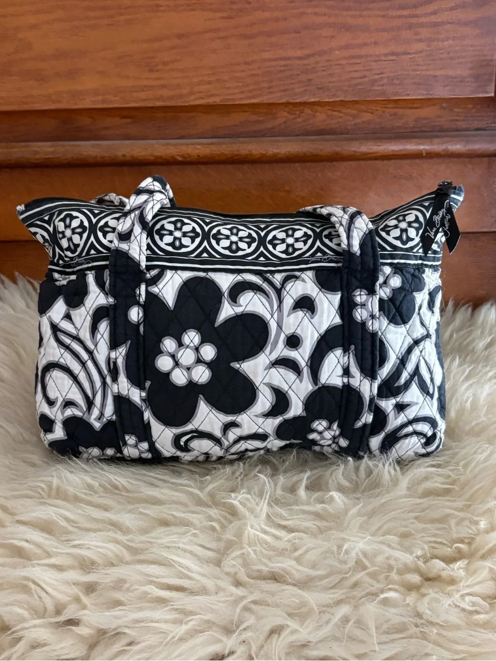 Vera Bradley ‘Night and Day’ Black and White Floral Quilted Tote Bag